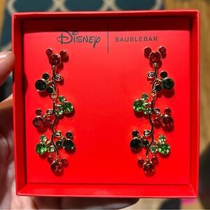 NWOT Disney Baublebar Red and Green Mickey Christmas Earrings